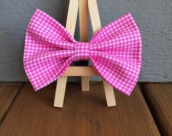 Pink Tiny Gingham bow tie, dog bow tie