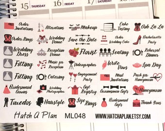 Wedding Planner Stickers | Fits Erin Condren Life Planner | Fits Happy Planner | Weddings | Wedding Stickers | ML048