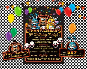 Five Nights at Freddy's Invitation, Five Nights at Freddy's Birthday, FNAT Invitation, FNAT Birthday