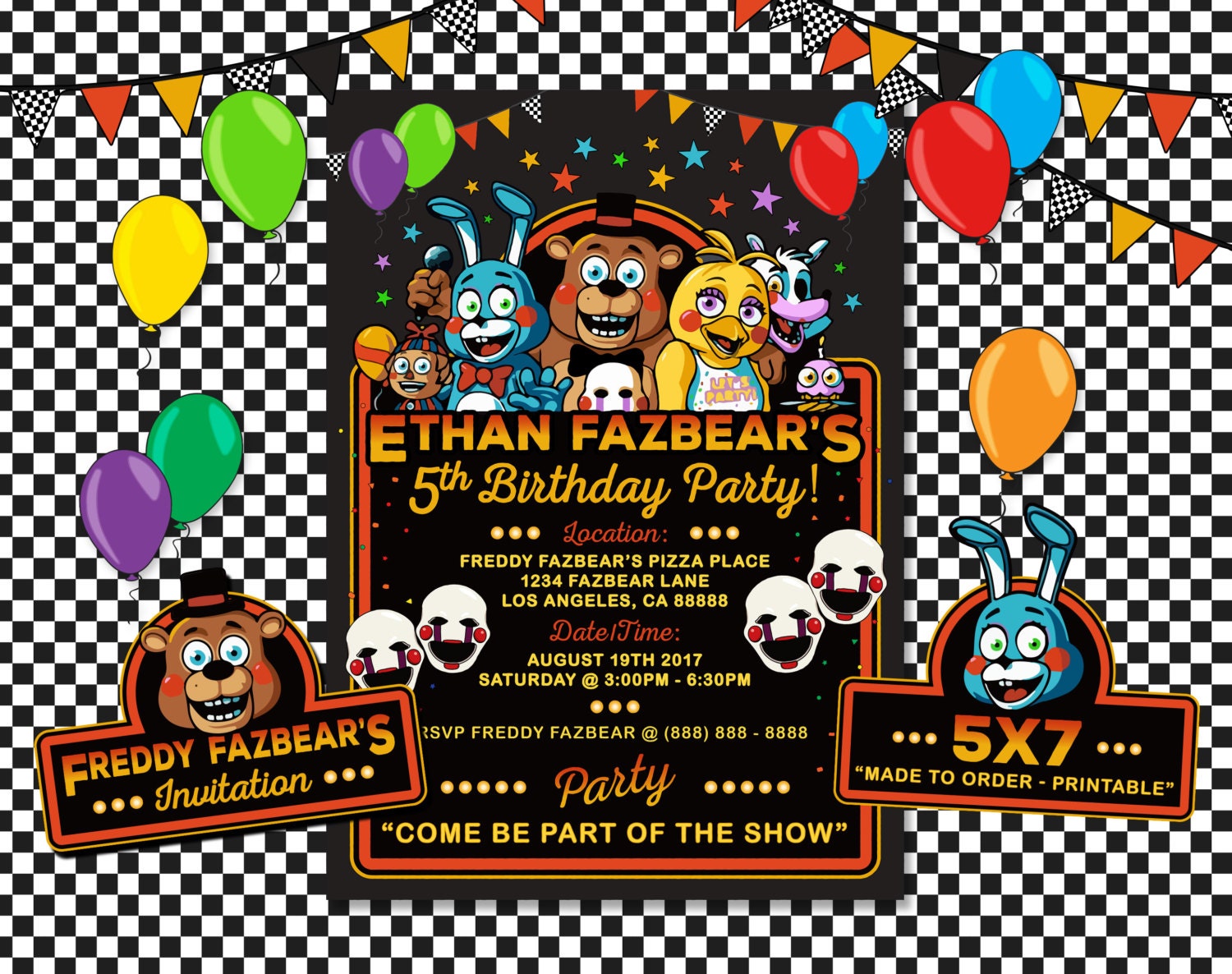 Five Nights at Freddy's Invitation Five Nights at