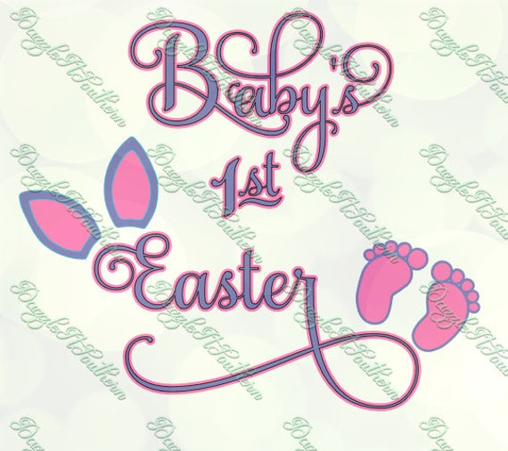 Download Baby's first Easter 1st Pink purple Baby Girl bunny ears ...