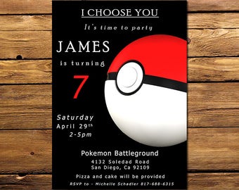 Pokemon invitation, Pokemon birthday invitation, Pokemon invitations, Pokemon Invite, Black