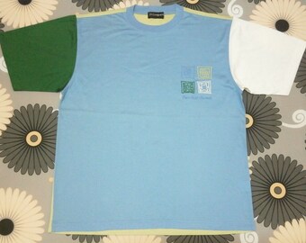 Rare vintage authentic YSL Yves Saint Laurent colorblok patchwork t shirt size L