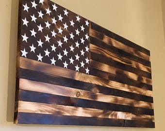 Burnt wooden American flag