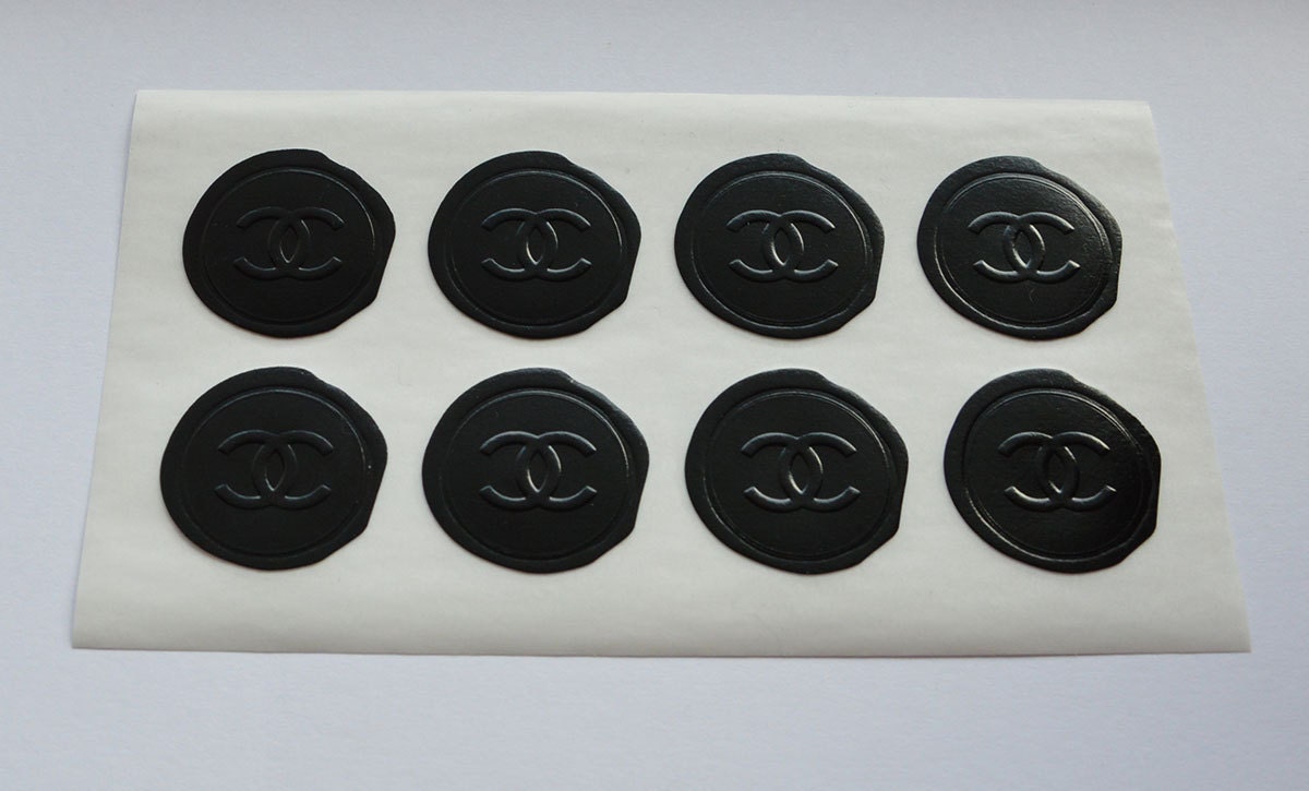 Black Chanel logo authentic stickers for gift wrapping