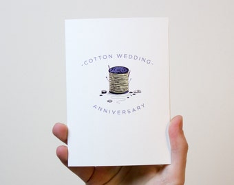Cotton Wedding Anniversary Card | 2 Year Wedding Anniversary Card | 2nd Wedding Anniversary Card