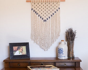 Macrame Wall Hanging With Matching Removable Hanger, Wall Tapestry, Modern Macrame Wall Art, French Country/Boho Chic Style, Made to Order