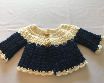 Navy and cream cardigan