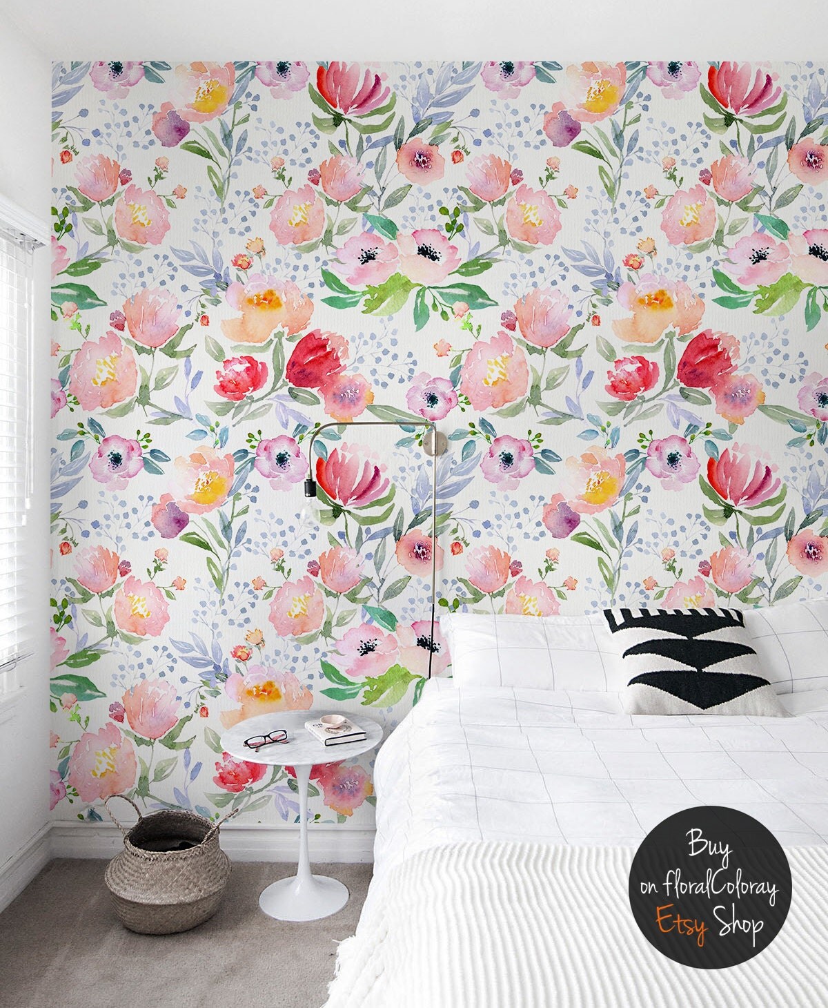 Dreamy floral wallpaper Watercolor Pastel Soft wall