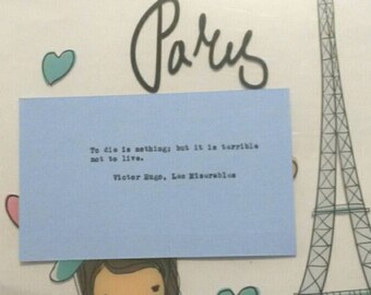Victor Hugo Hand typed vintage typewriter quote Les Miserables