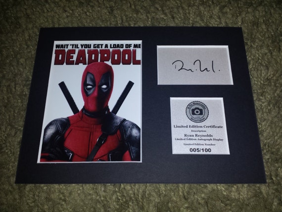 Ryan Reynolds Deadpool Signed Autograph Display Fully By Bazpix