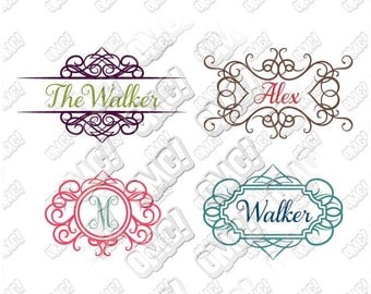 Swirly Decorative Frame Monogram svg dxf eps jpeg format layered cutting files download clipart die cut decal vinyl cutter cricut silhouette