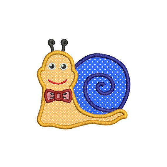 Snail applique embroidery design. Machine embroidery. Snail