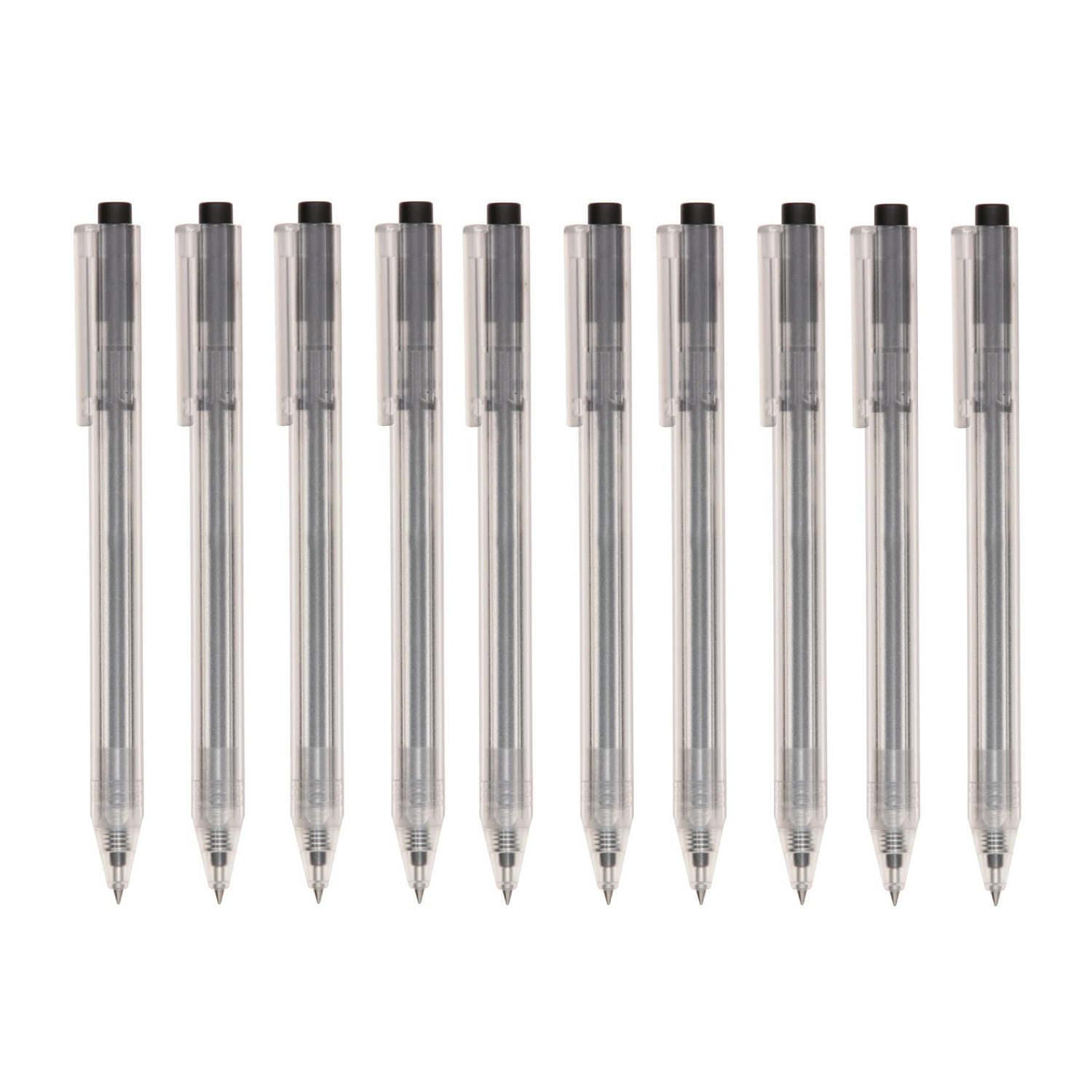10 MUJI Hexagonal Retractable Gel Ink Black Color Pen 0.38mm