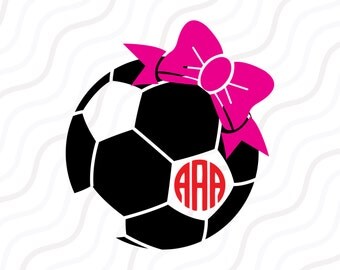 Soccer Ball Bow SVG, Soccer SVG, Soccer Monogram SVG Cut table Design,svg,dxf,png Use With Silhouette Studio & Cricut_Instant Download