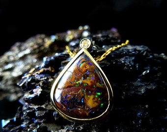 Trailer opalisiertes wood and brilliant 585 yellow gold
