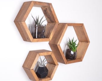 3 Hexagon Shelves, Honeycomb shelves, Geodesic Shelves, Hexagon Shelf, Hexagon Shelves, honeycomb shelf, floating shelf, floating shelves