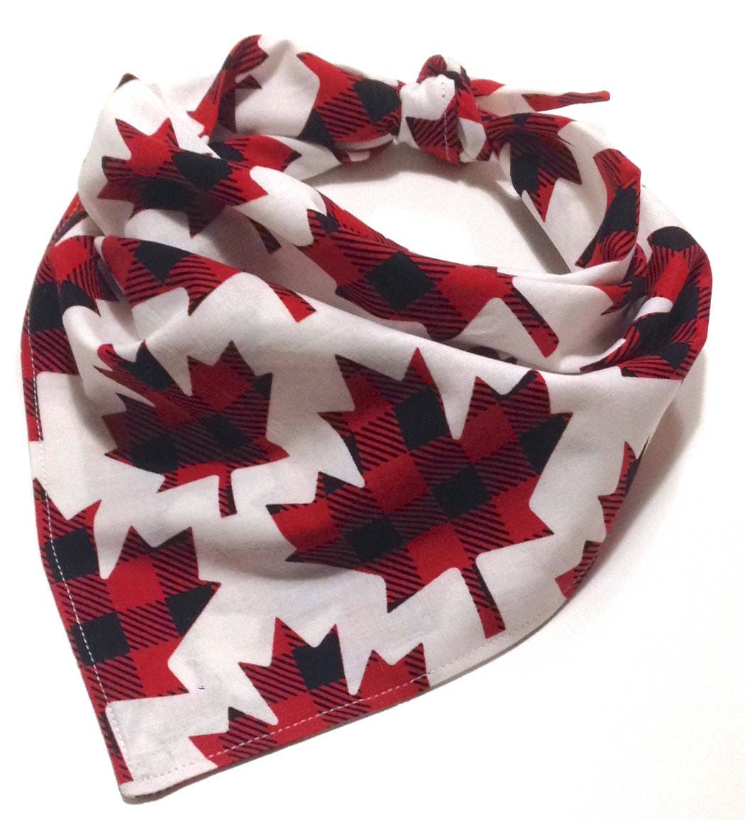 Dog Bandana Hunde Bandana CANADA Plaid Maple Leaf