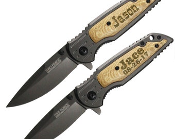 Engraved Pocket Knife - Groomsmen Gift Knife - Personalized Knife - Spring Assisted Knife - Custom Pocket Knife Groomsmen Knife All Gunmetal