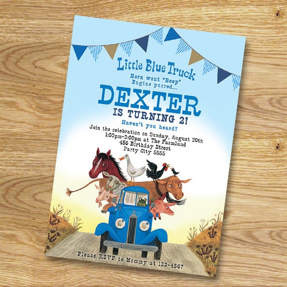 Little Blue Truck Birthday Party Invitation // Digital File