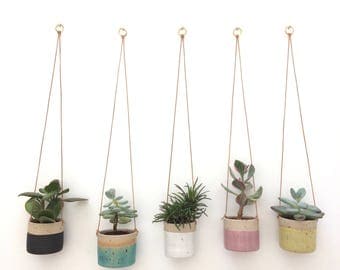 Black handmade ceramic hanging planter (small)