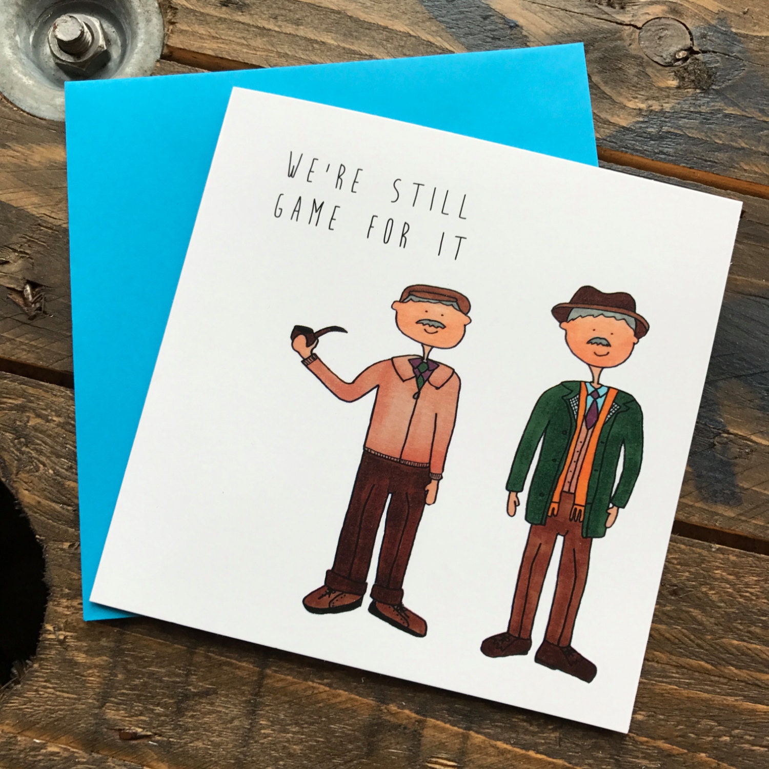 Jack and Victor Still Game illustrated greeting card