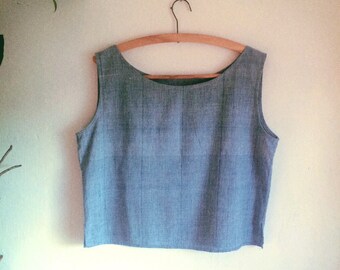 the HUAKAI Linen/ cotton mesh Tank Top