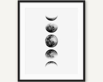 Moon Phases Print, Moon Print, Moon Poster, La Lune Print, Luna Print, Scandinavian Print, Moon Wall Art, Affiche Scandinave, Nordic Print