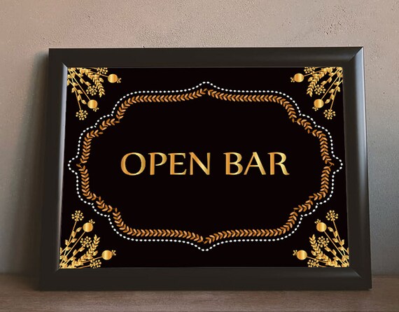 Items similar to Open bar printable sign, open bar sign, wedding ...