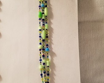 Bracelet Perles De Verre Bleu Fait Main - Argenté, Doré, Strass - Bijou Fantaisie Femme