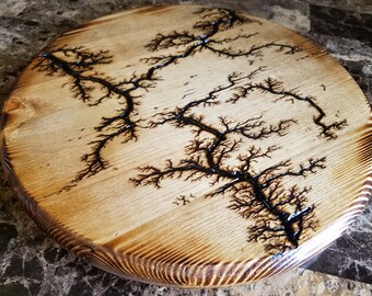 Wooden Lichtenberg Lazy Susan, Lazy Susan Turntable, 12" Wooden Lazy Susan, Wedding Gift, Kitchen Table Server, Fifth Anniversary Gift, Tray