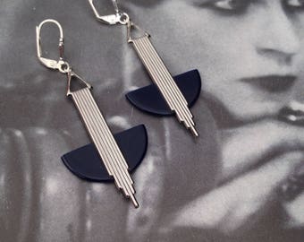 Boucles D'oreilles Pendantes Art Déco Jakob Bengel - Années 1930, Modèle N°2Bis - Occasion Très Bon état, Résine Et Métal Doré