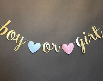 Boy or girl banner, boy or girl sign, gender reveal decor, gender reveal decorations, gender reveal party decor, gender reveal banner