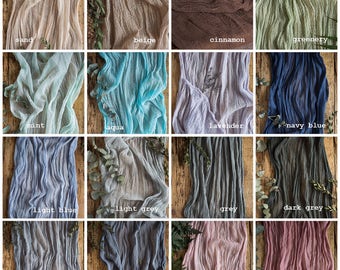 Rustic wedding Gauze runner COLOR SWATCHES Cheesecloth table runners Boho wedding centerpiece Rustic table decor Aisle flowy vow book runner