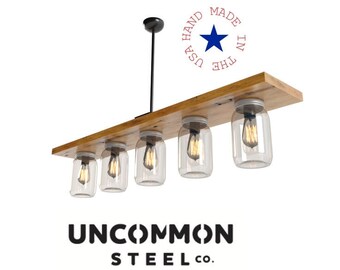Mason Jar Chandelier, Edison Chandelier, Industrial Lighting, Mason Jar Decor, Hanging Light, Kitchen Island Lighting, Jar Chandelier