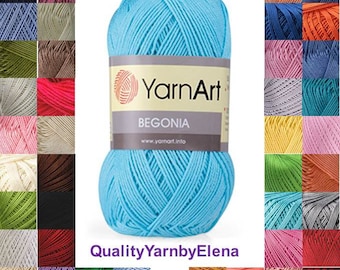 100% mercerized cotton yarn knitting crochet by Yarnart begonia 50g 169m