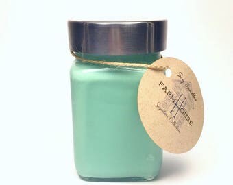 Cucumber Melon Scented Soy Candle 9oz, Soy Candles Handmade, Mason Jar Candle, Soy Candles for Slae, Woodwick Candle