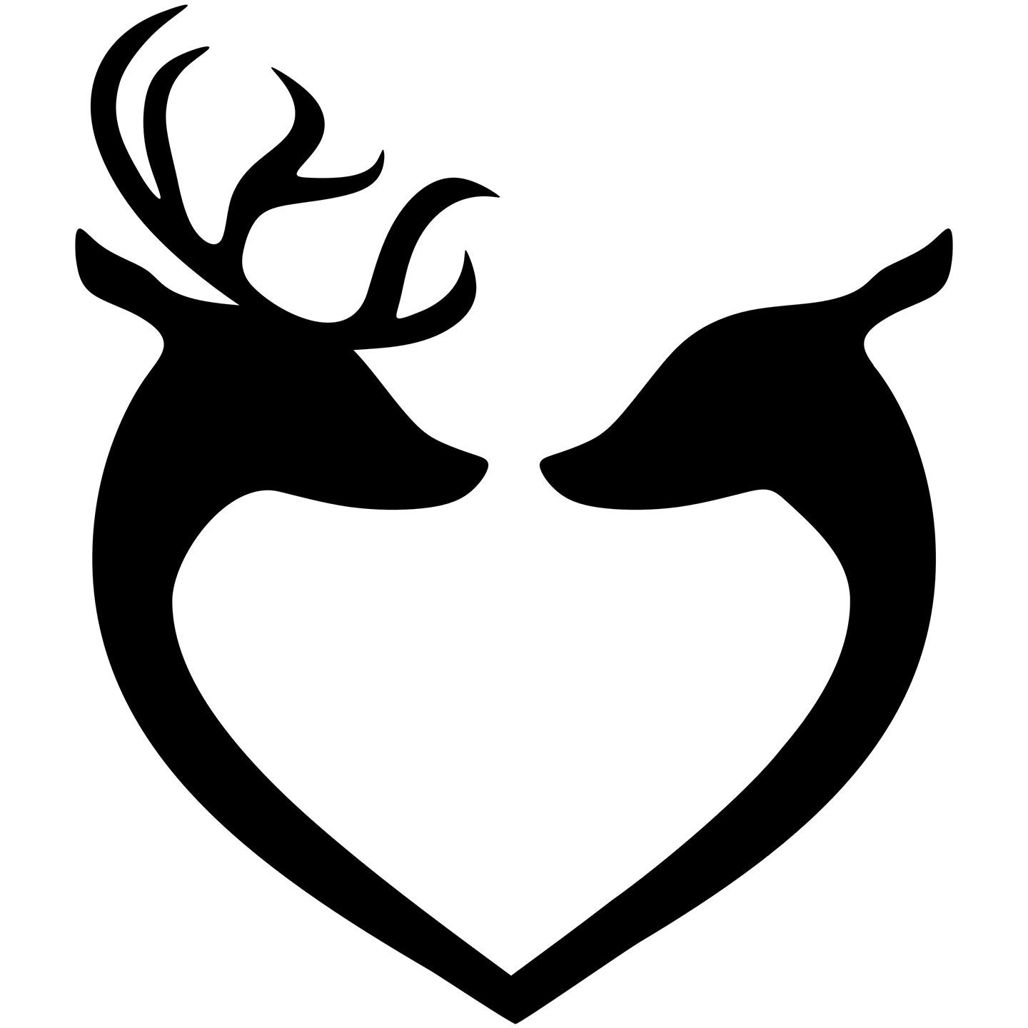 INSTANT Download - Deer Head Couple Silhouette Clip Art ...
