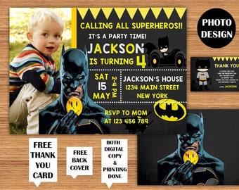 Batman Invitation Batman Photo Birthday Invitations Batman Kids Birthday Party Batman Invite Batman Birthday Printable Party Invitations