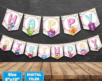 Shopkins banner, shopkins birthday banner, shopkins birthday party, shopkins party supplies, shopkins instant download, shopkins printable.