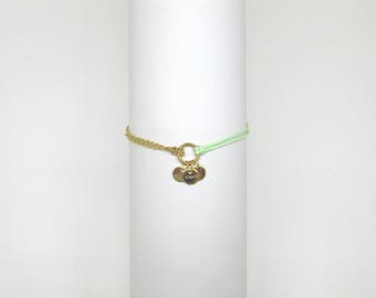 Bracelet "Chloe" gold plated & pastel green cord
