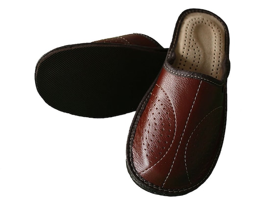 Mens Leather Slippers Slip On Shoes Size 7 8 9 10 11 12 13 UK