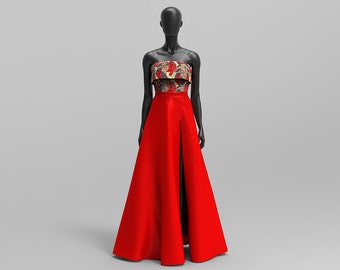 African Print/ Kente Evening Strapless Ball Gown, Prom Dress, Bridesmaid Dress