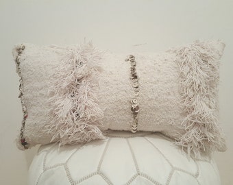 Coussin Berbère Marocain Handira - 50x47cm, Coton Et Laine, Fait Main, Déco Ethnique