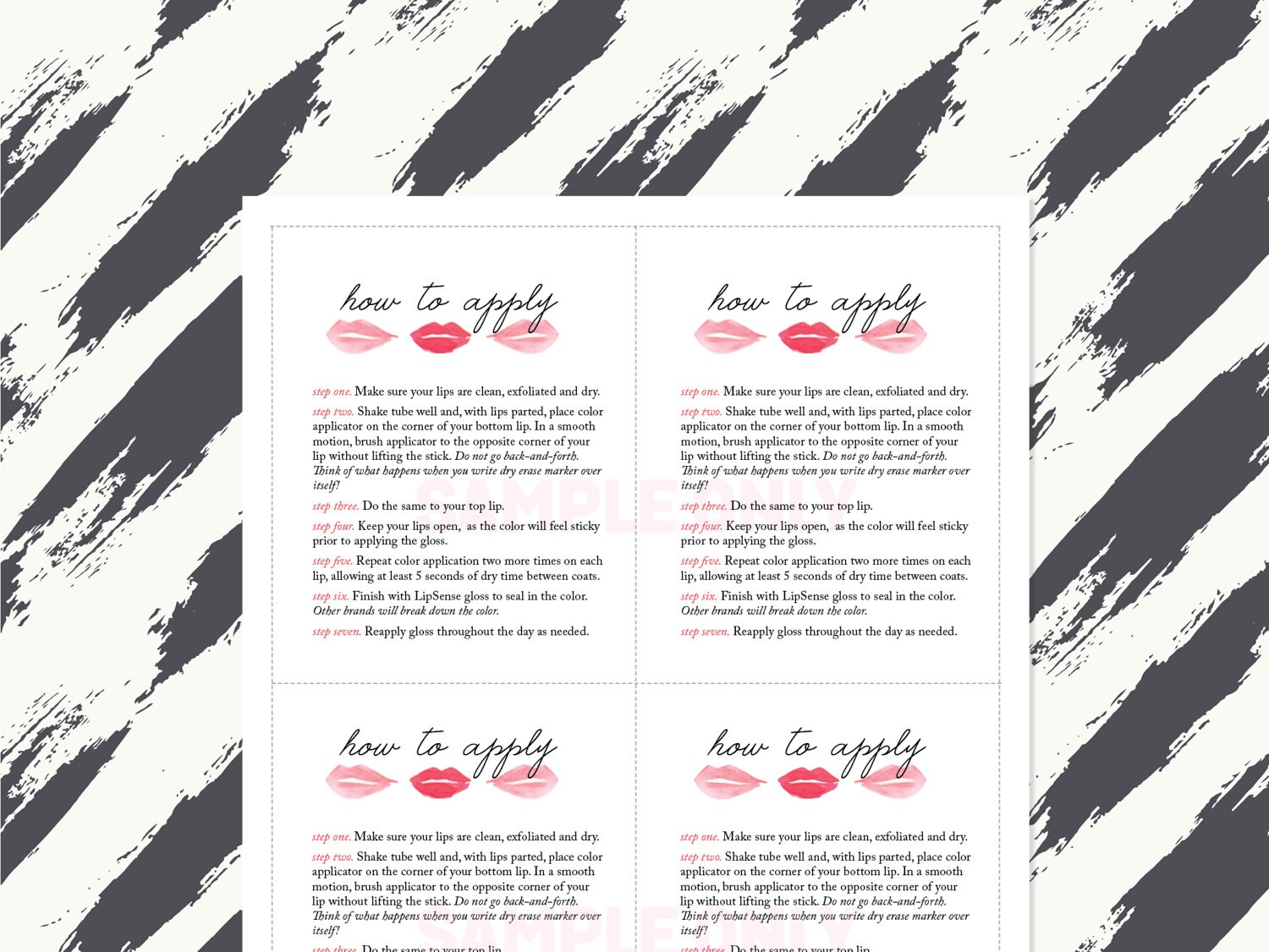 LipSense Application Instructions Printable Info Sheets LipSense Application Instructions Printable Info Sheets