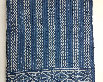kantha quilt queen kantha throw indian quilt indian blanket kantha blanket kantha cotton fabric hand block prit