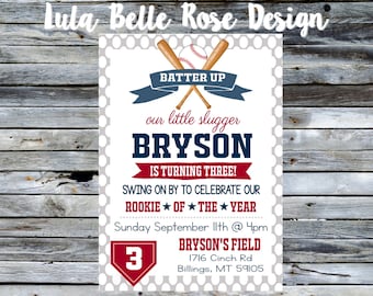 Baseball Birthday Invitation Baseball Invitation Baseball First Birthday Invitation Boy 1st Birthday Invitation Vintage Baseball Invitation