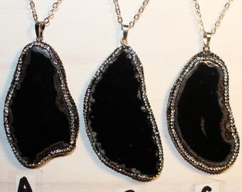 Geode Necklace // Agate Necklace // Select Color // Druzy Necklace // Druzy Jewelry // Agate Slice// Real Silver Plated Chain