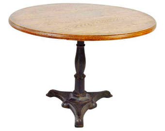 Rene Brancusi Mid Century Dining Table w/ Iron Base and Custom Chestnut Wood Top