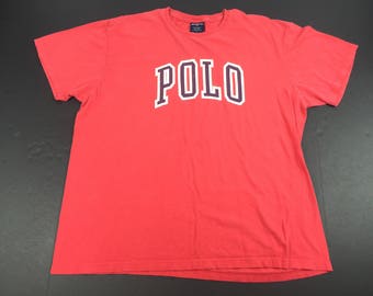 Vintage 90s polo sport ralph lauren block letter spellout t-shirt mens L
